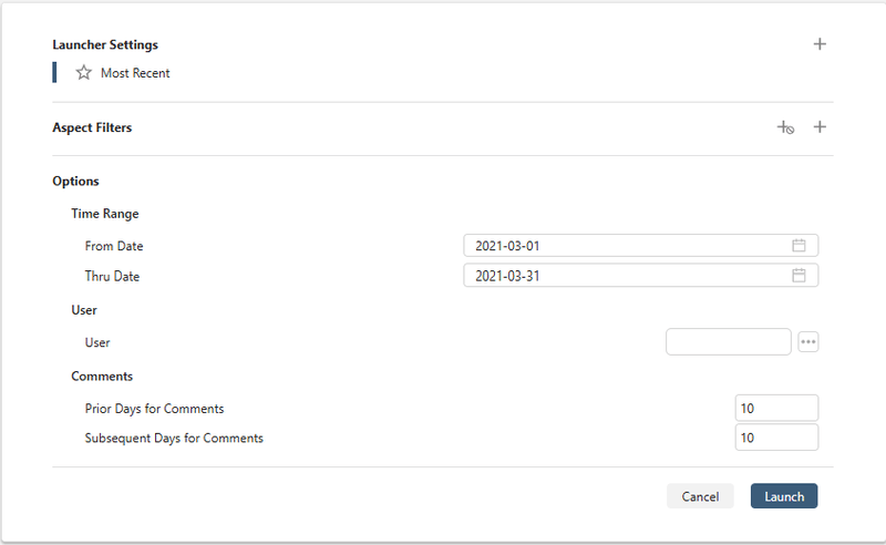 Query Forecast Changes Launcher Form